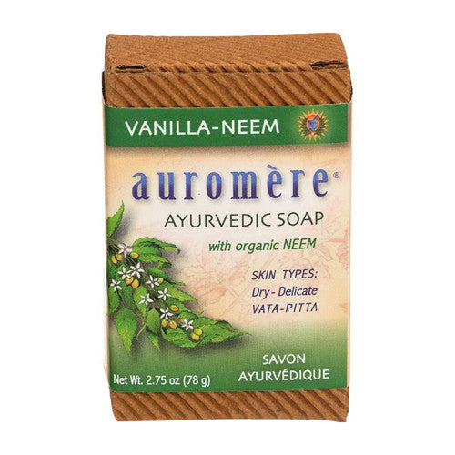 Auromere Ayurvedic Bar Soap for Dry and Delicate Skin, Vanilla and Neem, 0.71 Oz